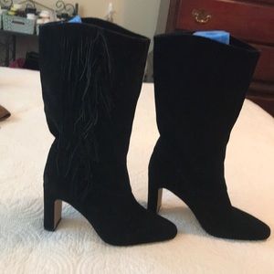 Vince Camuto black suede boots with fringe size 9